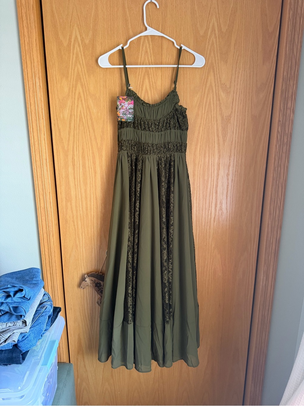 Smocked Olive Green Maxi Dress for Girls